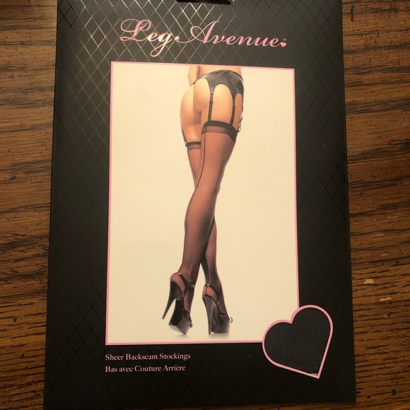 Leg Avenue Black Sheet Backseam Stockings - Picture 2 of 3